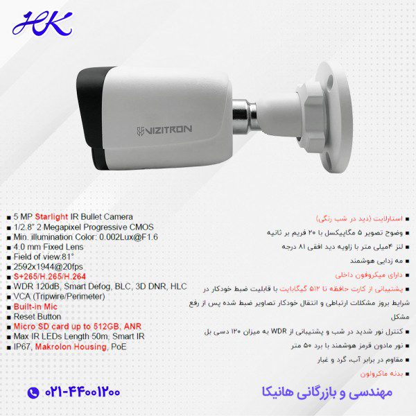 مشخصات فنی دوربین بالت ویزیترون دل VZ-SIP43Z5-L